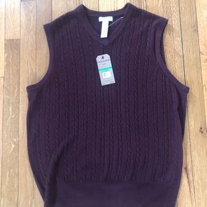 Dockers Burgundy Faux Cable Knit Sweater Vest, Size Large